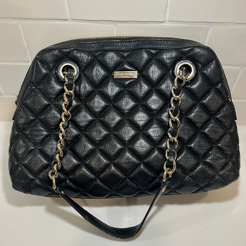 Kate Spade Georgina Gold Coast Black Leather Bag Purse Tote